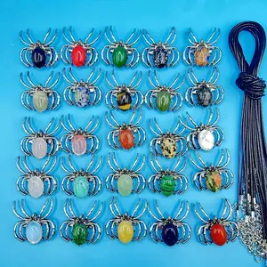 5/10pcs Mixed Color Random Spider Shape Pendant Necklaces | Suitable For Jewelry Making, Halloween, Casual Attire | Lucky Gift