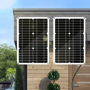Outdoor Flexible Solar Panels, 2-Pack 20w Portable Chargers, Dual Board Monocrystalline Silicon Bendable for Rvs Boats Campers Cabins Trailers, Outdoor Solar Devices