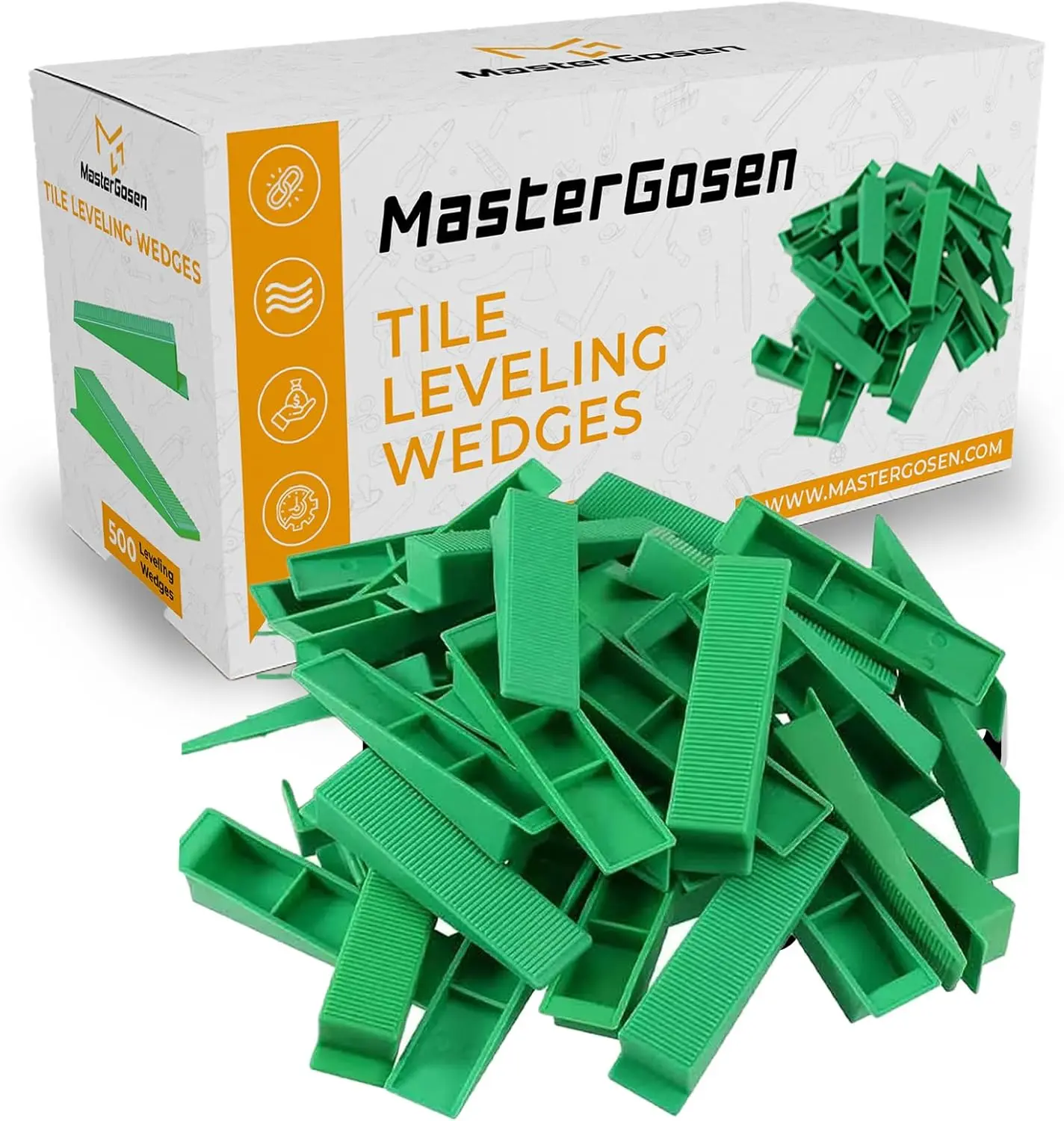 MasterGosen Reusable Tile Leveling Wedges, Spacer System & Installation Tools for Floors, Walls (100PCS), Tile Installation Tools