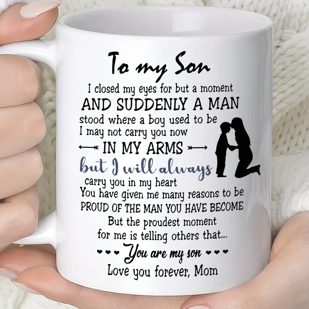 11oz Ceramic Coffee Mug - Heartfelt Graduation Season Gift for Son from Mom with Inspirational Message, Perfect for Birthday, Graduation, Christmas, Graduation Gift for Him | Coffee Mug | Reusable Drinkware, Coffee Bar Accessories