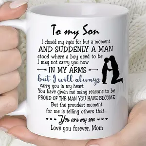 11oz Ceramic Coffee Mug - Heartfelt Graduation Season Gift for Son from Mom with Inspirational Message, Perfect for Birthday, Graduation, Christmas, Graduation Gift for Him | Coffee Mug | Reusable Drinkware, Coffee Bar Accessories