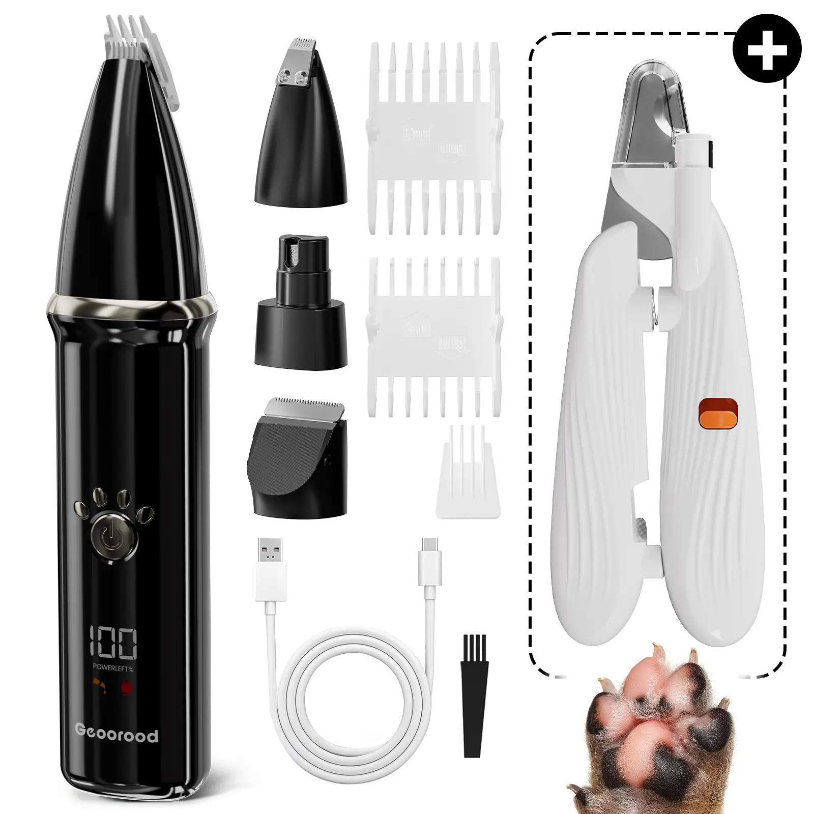 Geoorood Dog Clipper, Low Noise Dog Grooming Kit with Rechargeable Battery and LED Display, Cordless Electric Quiet Hair Clipper Set for Dogs, Cats, and Other Pets#DealsforYouDays #SummerWins