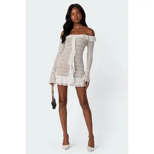Textured Sheer Lace Mini Dress