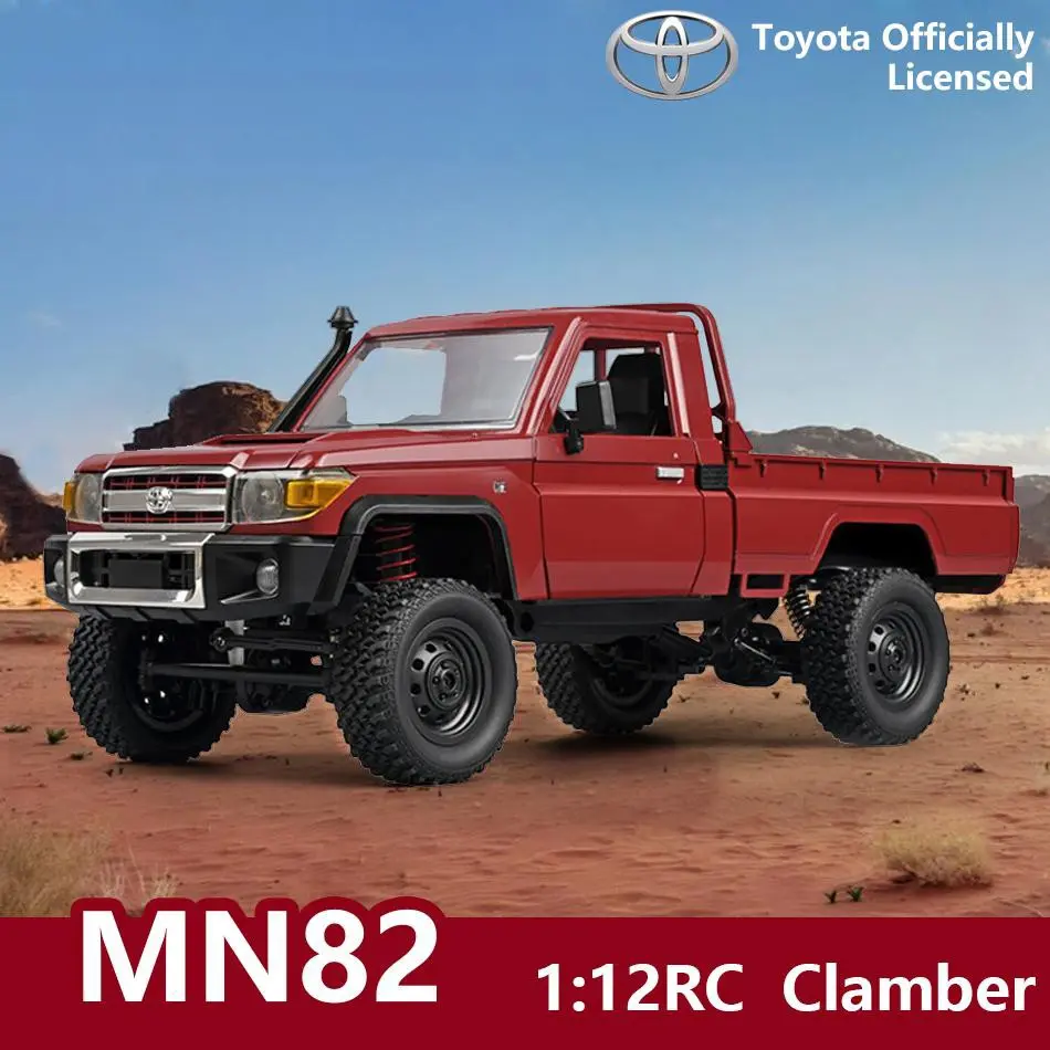 The Mangniu MN82 off-road climbing car, RC Rock Crawler, featuring four-wheel drive and high horsepower, Toyota pickup RC car model recommended for ages 8 and up, comes with 500mAh lithium battery and remote control handle