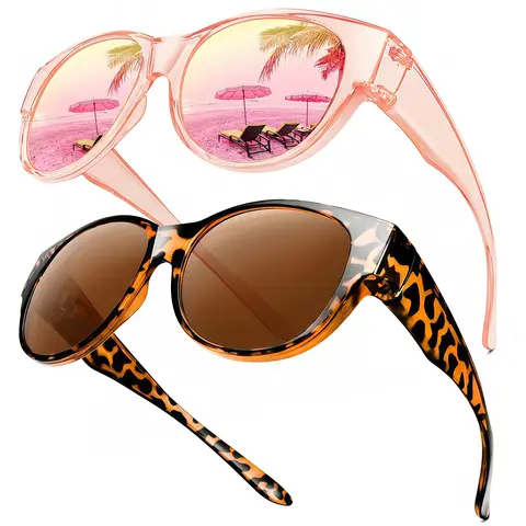EUNOIALENS Women's Fashion Casual Outdoor Sunglasses - Oversized Square Full-Rim Over-Eyeglasses Frames, Polarized UV400, Lightweight Chic Large Cut Plastic Sunglasses, Ideal for Vacation Gifts, Fashion Sunglasses