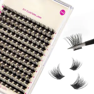 Diy Lashes Cluster 144pcs Volumized Natural False Eyelashes Black Faux Eyelash Clusters (0.07-D-10MM) Perfect Lash Extensions Makeup Accessory