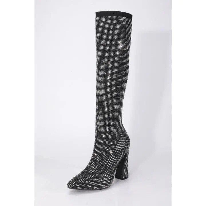 Shine Bright: Rhinestone Knee-High Boots for Ultimate Glamour Shine Bright: Rhinestone Knee-High Boots for Ultimate Glamour