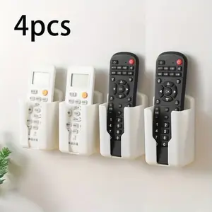 Classic Wall-Mounted Remote Control Storage Box, Self-Adhesive Durable Plastic Organizer Basket, Multi-Functional Home Organization for TV & Air Conditioning, Living Room Storage, Home Organizers