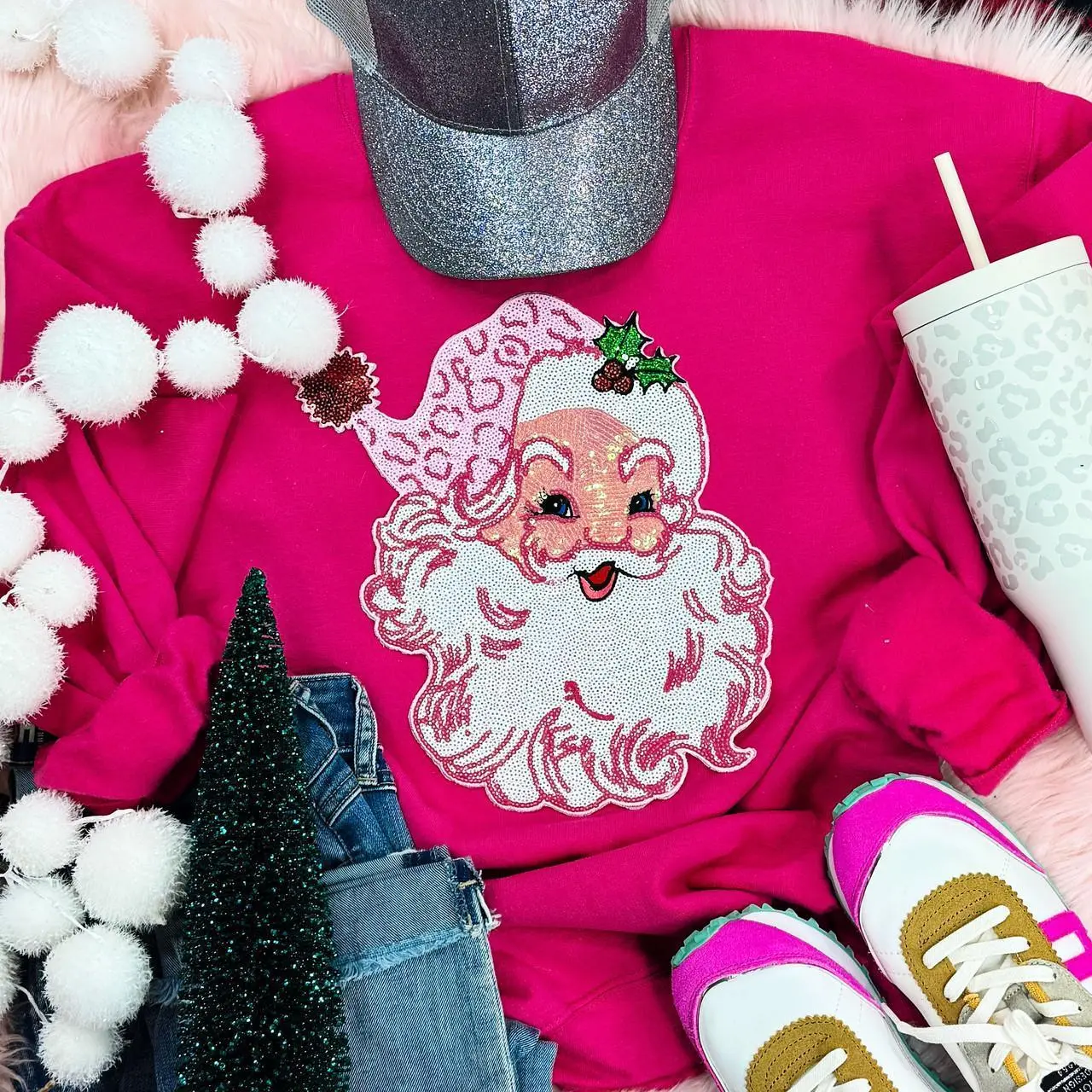 Sequins Pink Santa Patch