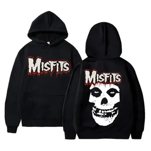 Horror Punk Misfits Skull Rock Print Hoodie Fashion Hip Hop Casual Pullovers Autumn Winter Boys Girls Black Streetwear Hoodie
