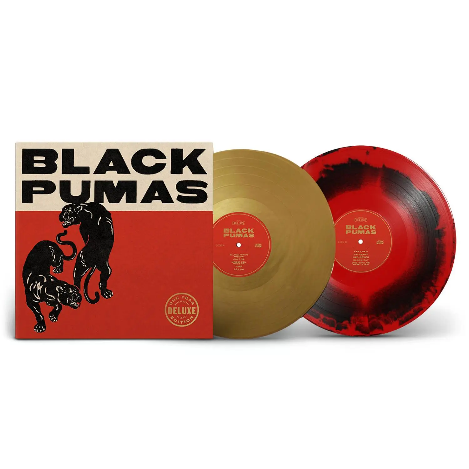 Black Pumas - Black Pumas - Gold / Black & Red Marbled  [VINYL RECORD - LP] Black, Bonus Tracks, Colored Vinyl, Red, Anniversary Ed, Deluxe Ed
