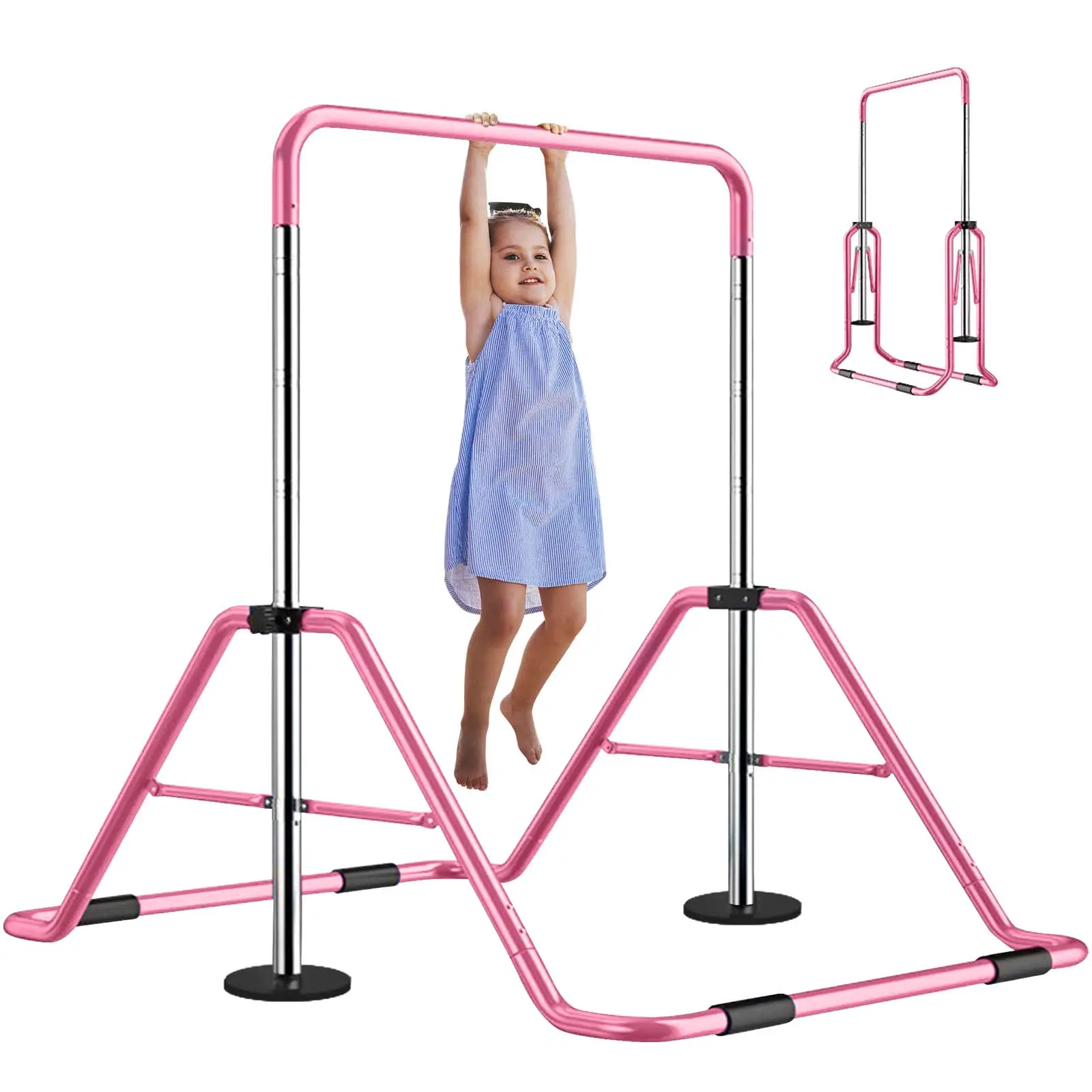 MOPHOTO Gymnastics Bars Kids Kip Training Bars for Home, Folding Horizontal Bars with Adjustable Height, Practice Bar Gymnastic for Kid, Child, Girls,
