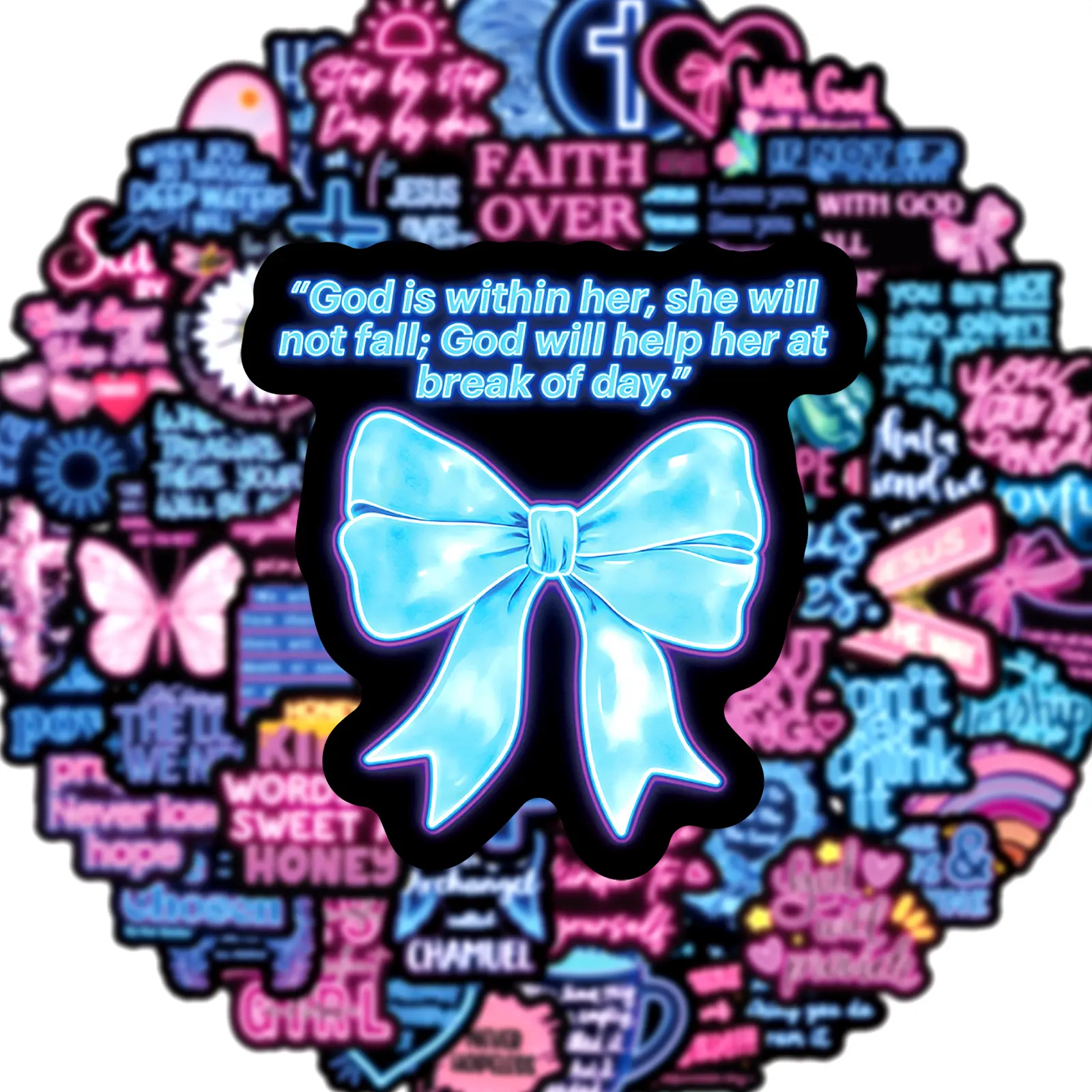 100pcs Neon Motivational Phrases Graffiti Stickers, Suitable for Scrapbooks, Diaries, Laptops, Water Bottles, Cars, and Other Faith-based Designs; A Gift with A Positive Message, Decal for Cars