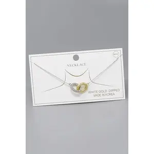 Two Tone Linked Circle Pendant Gold Dipped Necklace