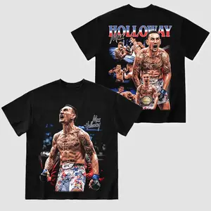 Max Holloway Blessed UFC 329 Vintage Washed Tee, BMF Title MMA Graphic T-Shirt, Retro Fighting Champion Shirt, Heavyweight Cotton Oversized Streetwear, Fight Night Fan Apparel, Unisex Casual Top, Trendy Gym Workout Outfit, Hawaii Fighter Mer