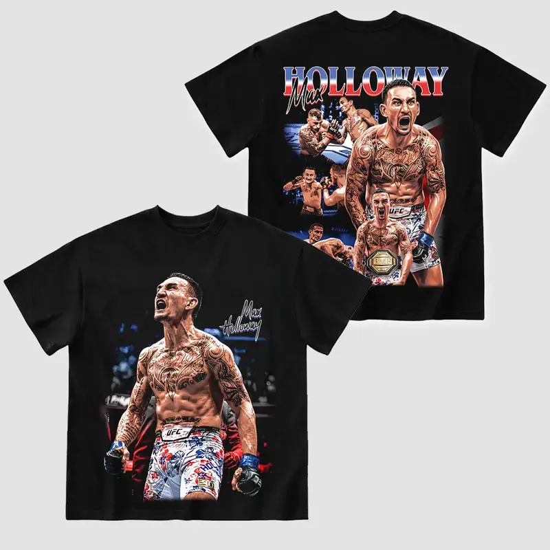 Max Holloway Blessed UFC 329 Vintage Washed Tee, BMF Title MMA Graphic T-Shirt, Retro Fighting Champion Shirt, Heavyweight Cotton Oversized Streetwear, Fight Night Fan Apparel, Unisex Casual Top, Trendy Gym Workout Outfit, Hawaii Fighter Mer