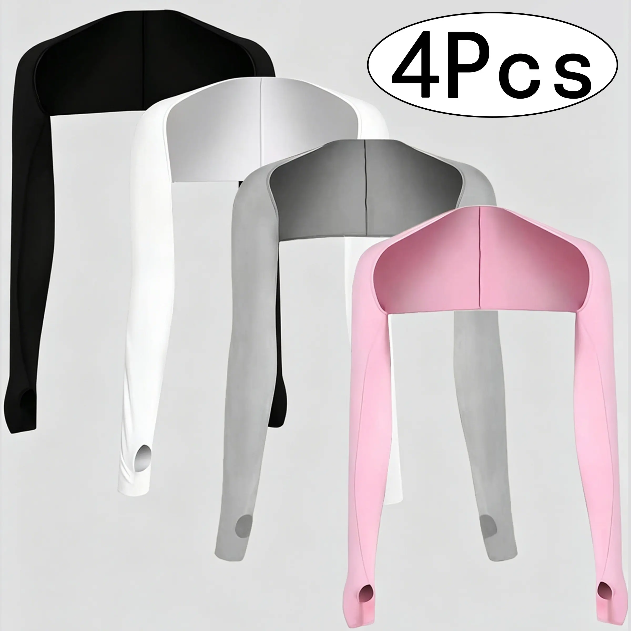 4pcs Sun Protection Shawl Sleeve Covers, Summer Sports High Stretch Quick Dry Elastic Breathable, Outdoor Cycling Arm Sleeves Unisex
