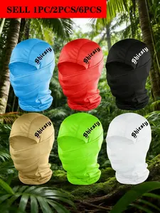 6pcs/2pcs/1pc Unisex Letter Printing Balaclava Mask Neck Gaiter Headwear Breathable Face Cover Ski Mask for Men Women Outdoor Sports Hiking Fishing Commuting Suitable for Daily Wear