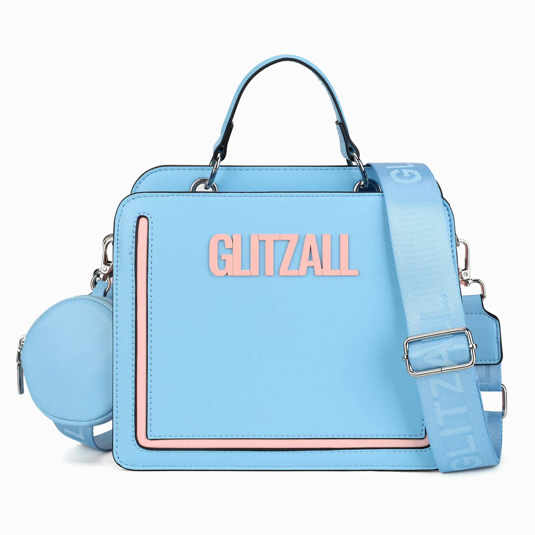 GLITZALL Women's Structured Colorblock Satchel Handbag with Detachable Clutch - Casual Crossbody Bag with Wide Adjustable Strap, Handbag Crossbody Bag, Chic, Purses, Pu Leather