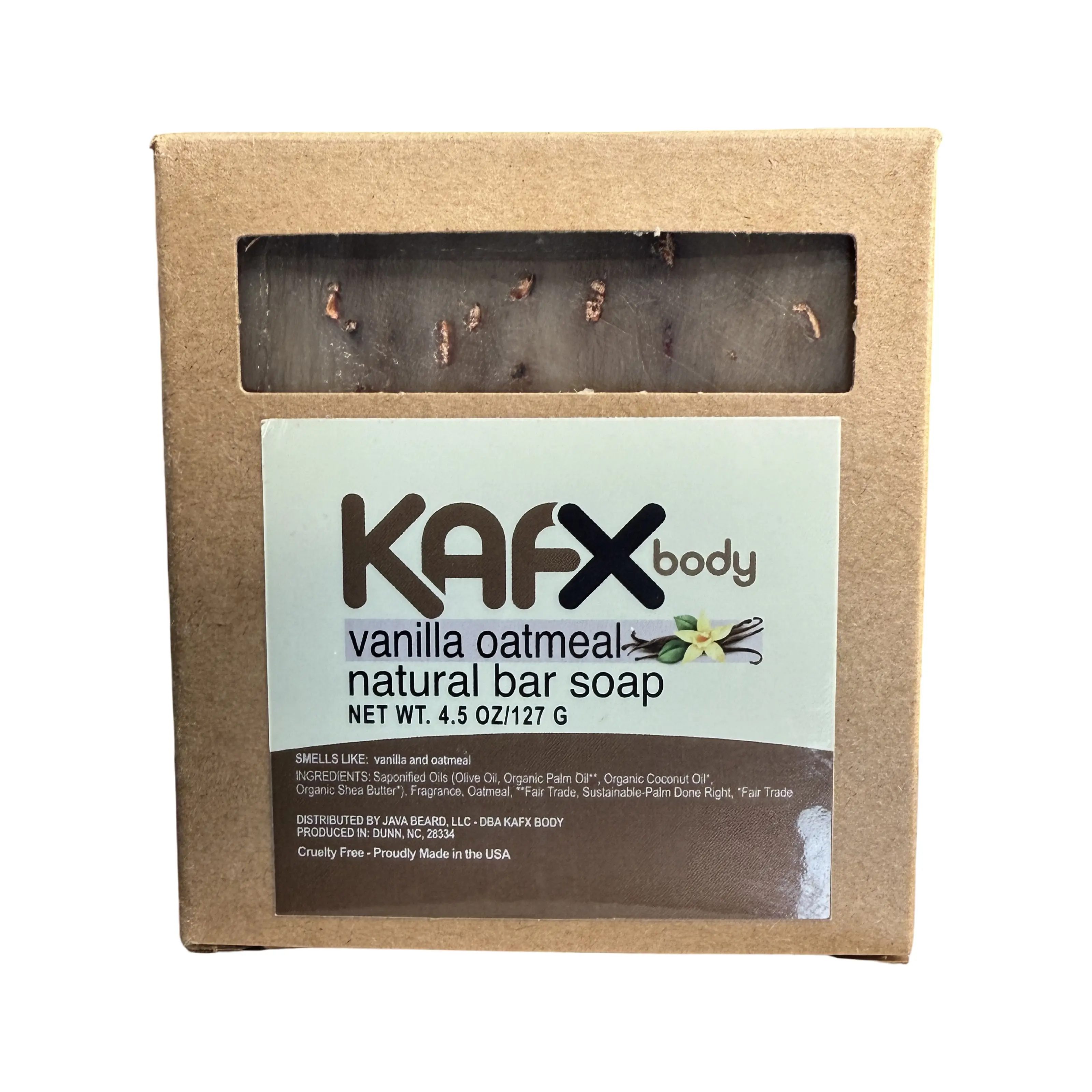 KAFX Body Vanilla Oatmeal Natural Bar Soap 127g - Organic Cleansing Daily Blend with Shea, Coconut, Aloe Vera & Olive Oil