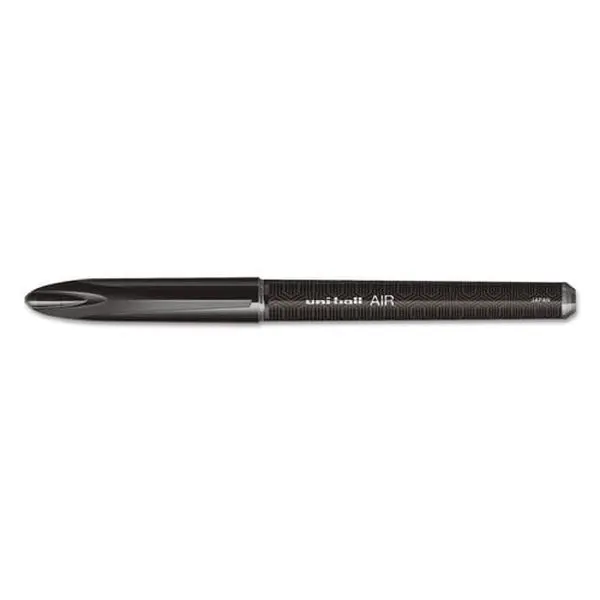Uni-Ball Air Stick Hybrid Tip Gel Pen with 3-Way Protection, UBC1927631, 0.7mm Medium Bold Variable Width, Black Ink & Barrel, Pocket Clip - 1 Dozen, Gel Ink, 0.7Mm Pens