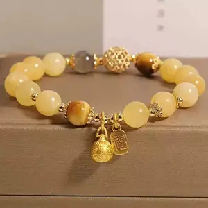 Yellow Jade Wealth-Attracting Bracelet, DIY Beading & Jewelry Making Accessory, Luck Symbol for Wealth, Prosperity, Health, Longevity, Confidence Boost, Charm Enhancement, Emotional Balance