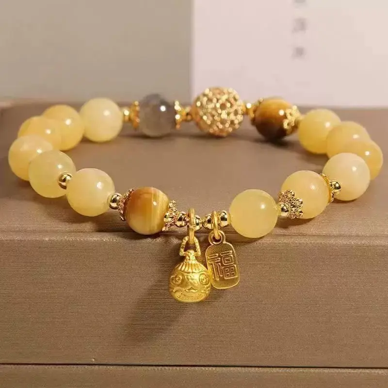 Yellow Jade Wealth-Attracting Bracelet, DIY Beading & Jewelry Making Accessory, Luck Symbol for Wealth, Prosperity, Health, Longevity, Confidence Boost, Charm Enhancement, Emotional Balance