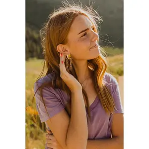 Gold Stud Rectangle Clear Gold Foil Earring - FINAL SALE