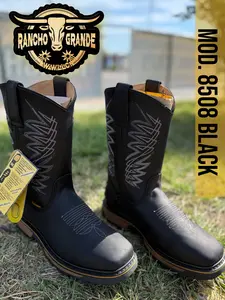 Men’s Slip Resistant Black Work boots With or without Steel Toe Pull on boots