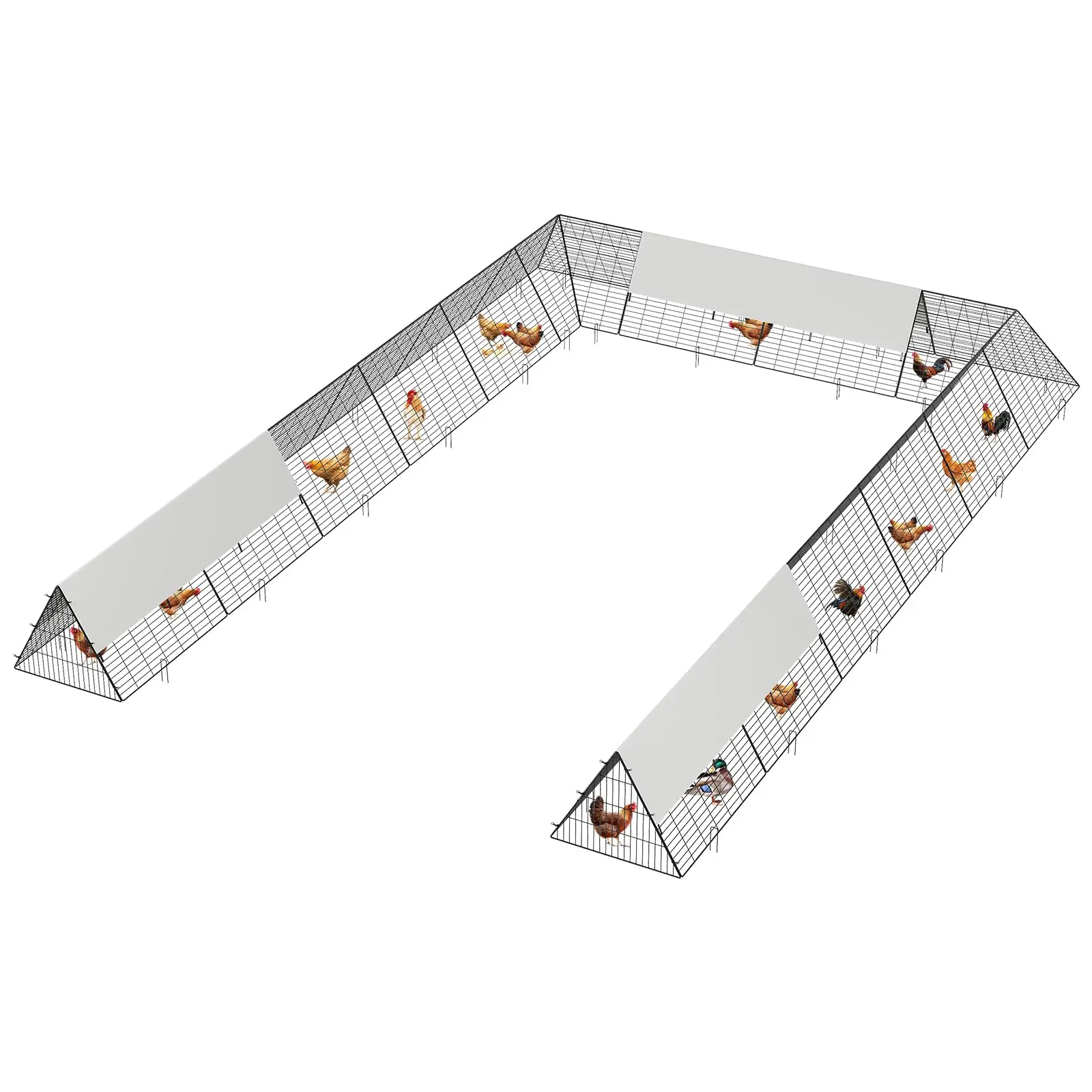 GAOMON Large Metal Backyard Chicken Tunnel with Corner Frames, Weather-Resistant Covered Portable Farm Poultry Cage for Hens, Geese, Quail (236.2x157.4x24.2in) – Ensures Peace of Mind