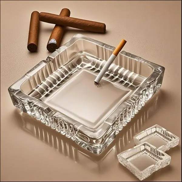"Large Clear Crystal Ash Trays, 2-Pack Square Glass Ashtrays for Outdoor Use, 7x7 Inch Durable Cigarette & Cigar Accessories, Heavy Duty Smoke Receptacles, Smokeless Odorless Easy Clean Design"