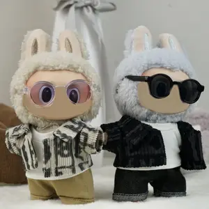 Labubu Doll Clothes Set(NO Doll) - Casual Style Hoodies & Pants Clothes Premium Fabric with Miniature Accessories for Labubu Doll Collection Costume doll