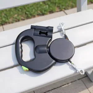 Adjustable 2-in-1 Retractable Dog Leash for Small & Medium Breeds Retractable Design Comfortable Experience Ideal for Outdoor Adventures Training and Daily Walks swivel head Double Dog Leash with Self-Shrinking Feature Waterproof Raised Rotating