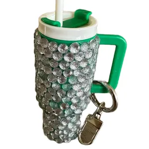 Bedazzled Mini-Tumbler Keychain with Removable Lid for Women - Cute and Convenient Accessory