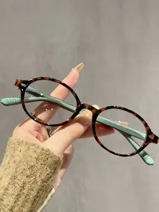 Unisex Fashion Vintage Oval Small Frame Glasses, Casual Daily Wear Eyewear Accessories, Stylish Plain Design for All Seasons
