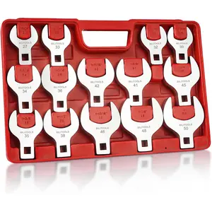 14-Piece Jumbo Crows Foot Wrench Set, 1/2" Drive Big Crowfoot Wrench, Metric, 27-50 mm, CR-V Steel