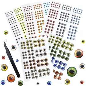 3D 4D 5D Fishing Lure Eyes Assortment with 1 Piece Tweezer for Making Fish Bait Fly Tying Streamers Crafts DIY Accessory 6 Sizes: 3 mm 4 mm 5 mm 6 mm 8 mm 10 mm