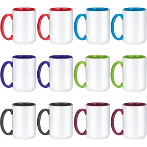 Sublimation Mugs 15 oz Sublimation Cups Bulk Coffee Mugs Tazas Para Sublimar 6 Assorted Colors Set of 12