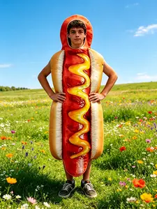Cute Hot Dog Inflatable Costume, Perfect for Theme Parties, Cosplay, and Stage Performances, Fun and Eye-Catching for Kids