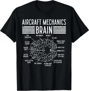 100% Cotton Aircraft Mechanics Brain Fun Airplane Maintenance Men Women T-Shirt