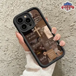 Stylish Christian Bible Verse Aesthetic Collage Phone Case for iPhone 17 16 15 14 Pro Max 13 12 11 XR XS Plus Air Slim Lightweight Shockproof Anti Drop Protective TPU Cover Cellphone Vintage
