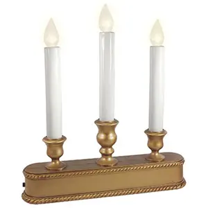 212 MAIN Noma Inliten V1539-88 3-Light Battery-Operated Gold LED Candolier, Auto Dusk-On LED Lights, Indoor Home Accessories Festive Decor Ornaments