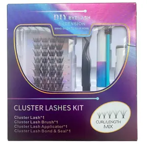 Spring B&Q Segmented False Eyelashes Kit, Natural Look Eyelash Extensions With Lash Glue & Lash Remover & Tweezer & Eyelash Brush, Portable Music Festival Makeup Tools For Women