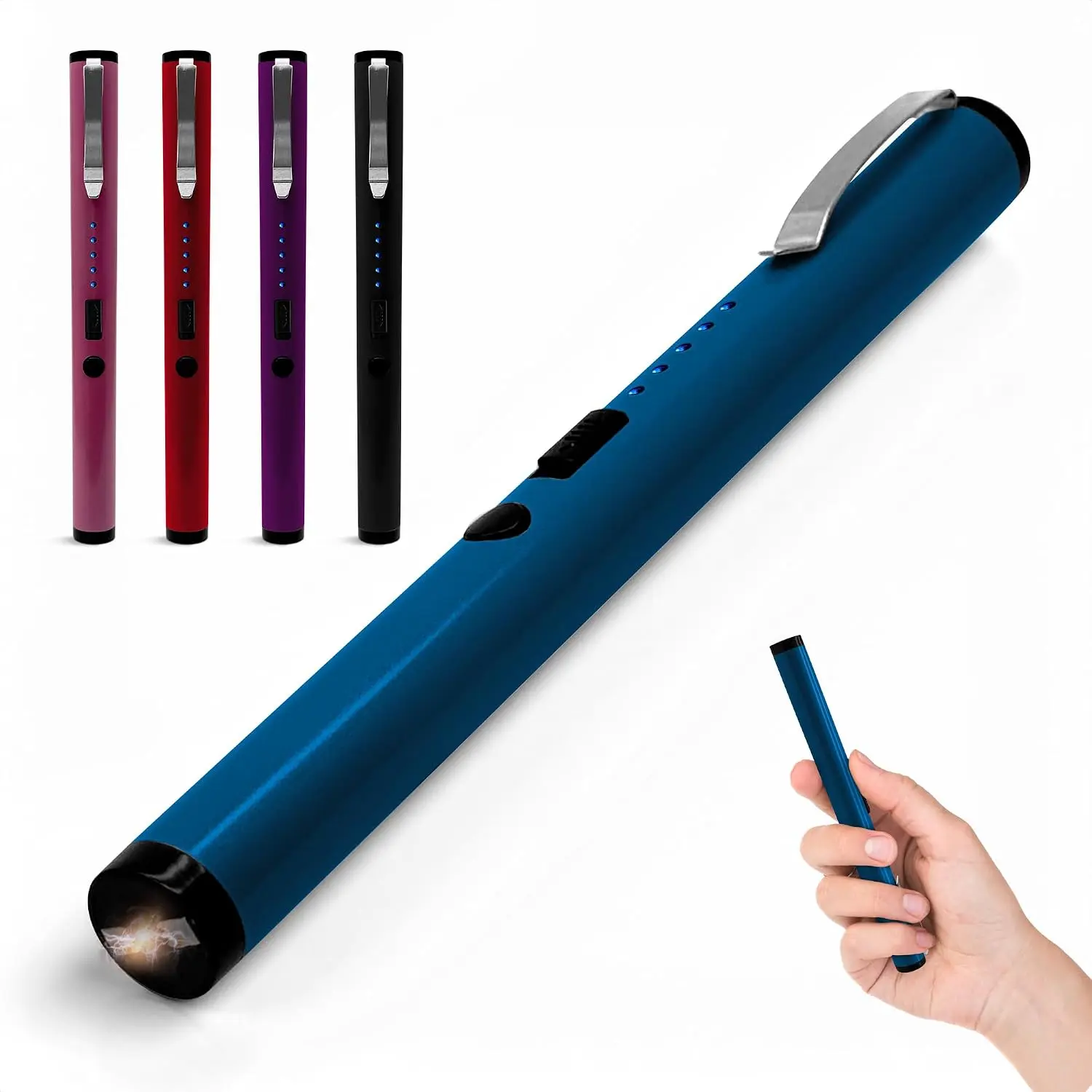 FURY BLUE  Pen - Rechargeable LED Flashlight Torch - Compact 120 Lumens, Rubberized Grip, Black, for Home Improvement, Outdoor Illumination