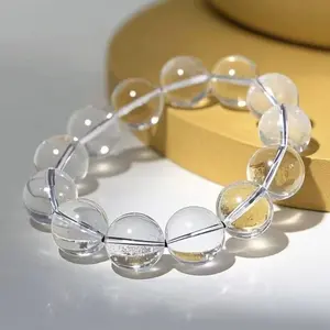Natural Clear Quartz Bracelet Single Loop Beaded Jewelry For Daily Wear Meditation And Energy Cleansing Featuring High Clarity Transparent Crystal Beads Suitable For Both Men And Women