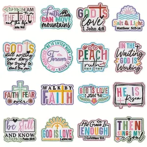 16pcs Christian Iron On Patches Love Like Jesus Embroidered Trucker Hat Patch Sew On Applique Bible Verse Religious Iron On Heat Accessories Sew Or Iron-on Badge For Trucker Hat, Jackets, Jeans, Bags, Crafts, Decorations