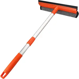 Retractable Window Squeegee 2 in 1 Telescopic Cleaning Tool for Car Glass Shower Doors Indoor Outdoor Streak Free Professional