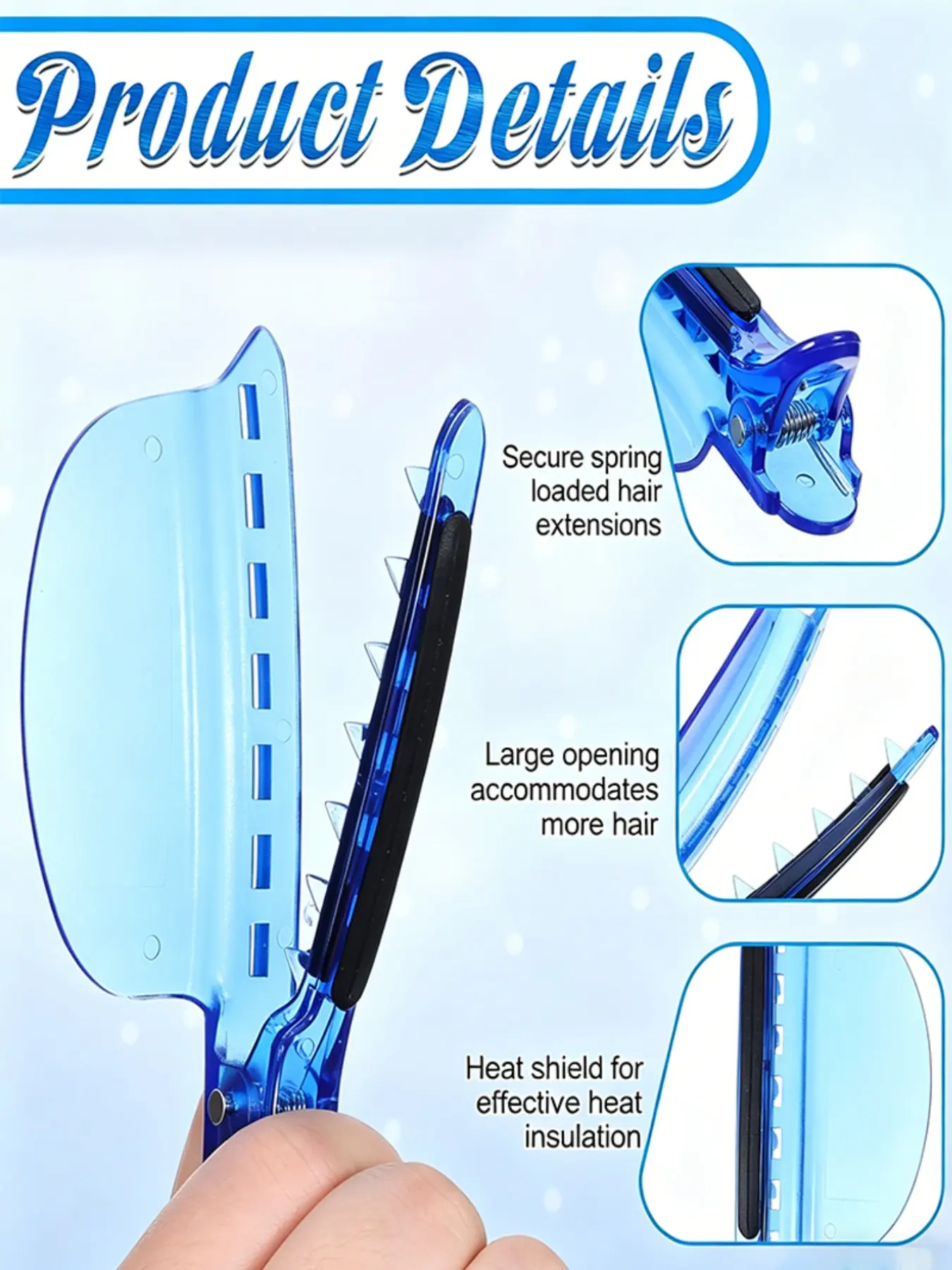 Professional Hair Salon Duckbill Clip, Blue Non-Slip Sectioning Clip, Hair Clips for Styling, Ideal for Hair Extensions, Dyeing, Perming, and Styling Tools 1/2PCS