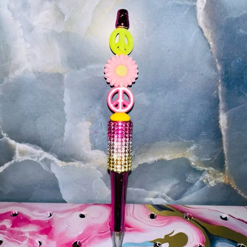 Peace Power Pen with Colorful Peace Sign & Flower Design for Stylish Writing