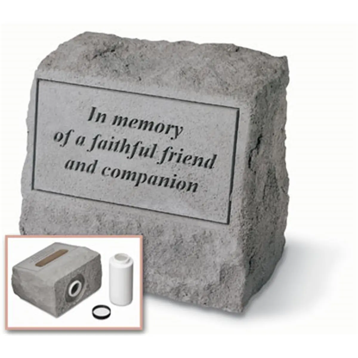 212 MAIN Cast Stone Weatherproof Memorial Urn Headstone, 9.5x8 in Outdoor Memorial for a Faithful Friend